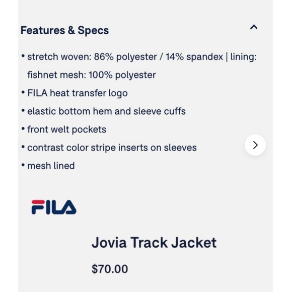 Fila Jovia Track Jacket Womens Plus Size 1X Blue White Full Zip Mesh‎ Lined NWT - Picture 3 of 5